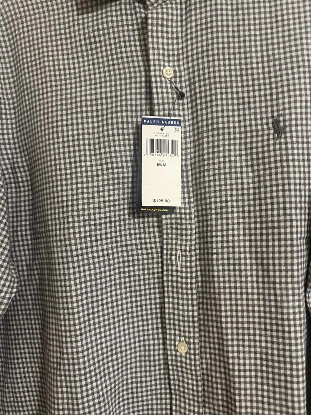 Polo Ralph Lauren Classic Fit Gingham Stretch Poplin Shirt White/Grey Medium